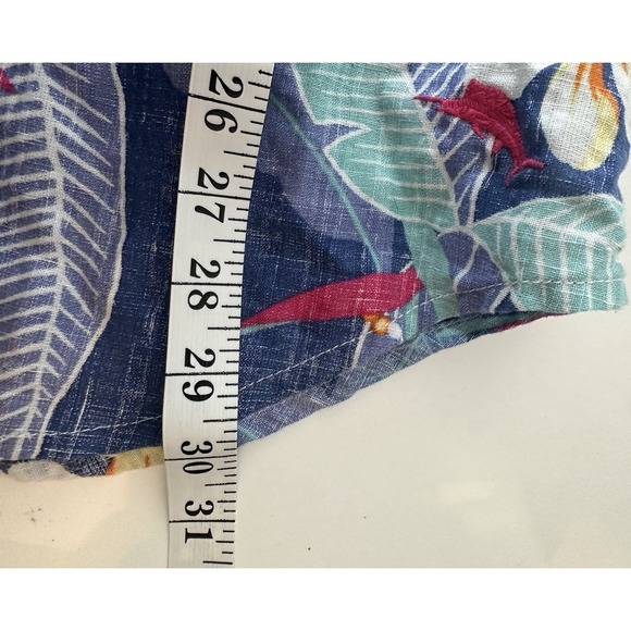Tommy Bahama Shirt Men XL Reverse Print Linen Blend Hawaiian Island Floral Beach - Picture 6 of 8